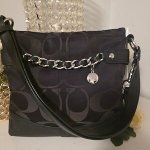 Coach Black Shoulder Bag with Chain Accent